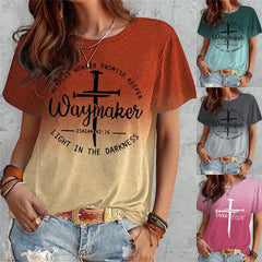 Women's Waymaker T-shirt with Cross Print Over Fear Cross T-shirt