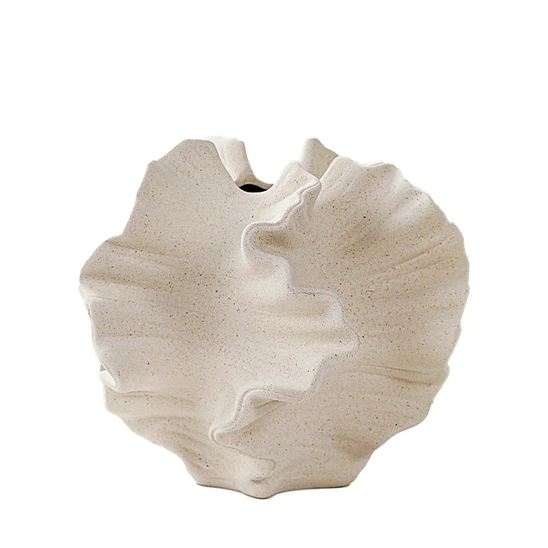 European White Frosted Ceramic Vase - Modern Home Décor