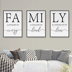 3pc Love & Family Inspirational Canvas Print Wall Art Frameless