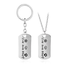 Live Love Adopt Dog Paw Necklace or Keychain - Rescue Pet Jewelry