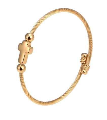 Stainless Steel Cross Bracelet - Adjustable Faith Jewelry