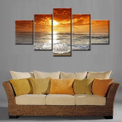 5-Piece HD Printed Sunrise Ocean Canvas Wall Art