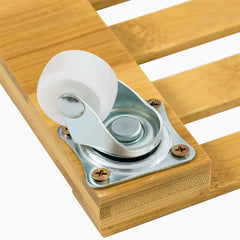 Large Bamboo Plant Pot Tray with Wheels and Thick Base