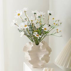 European White Frosted Ceramic Vase - Modern Home Décor