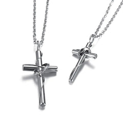 Stainless Steel Couple Cross Pendant - Christian Matching Jewelry