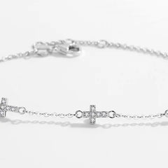 S925 Sterling Silver Cross Bracelet - European Style