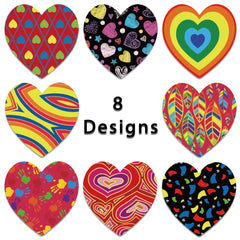 500 PCS Heart Stickers - 8 Patterns