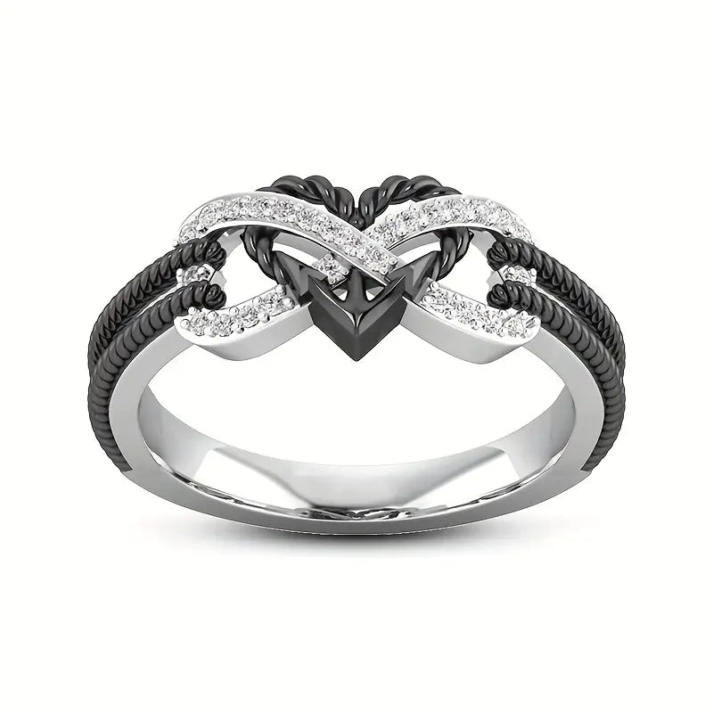 Anchored in Infinity Heart Ring - Dual Color Design