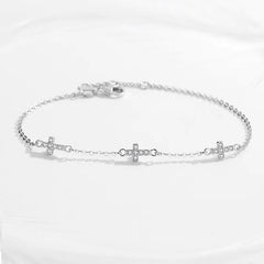S925 Sterling Silver Cross Bracelet - European Style