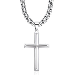 925 Sterling Silver Cross Necklace - 18K White Gold Plated