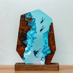 3D Diver Octopus Ocean Handmade Resin Small Night Lamp