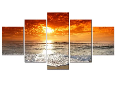 5-Piece HD Printed Sunrise Ocean Canvas Wall Art