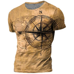 Vintage Compass T-Shirt Men's Summer Casual Streetwear (21 Styles)