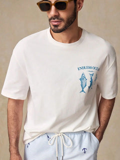 Fish Graphic T-Shirt - Endless Ocean Coastal Casual Short Sleeve Tee