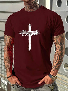 Christian Cross T-Shirt Men's Religious Faith Streetwear
