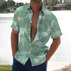 Retro Collection Hawaiian Shirt - Coconut Tree Print Beach Shirt