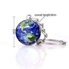 Space Keychain - Solar System Planet Glass Ball Keyring | Moon Earth Mars Sun