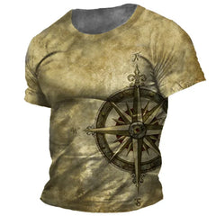 Vintage Compass T-Shirt Men's Summer Casual Streetwear (21 Styles)