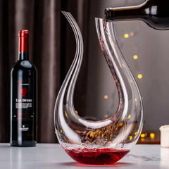 Lead-Free Crystal Glass Wine Carafe 1.5L - U-Shape Aerator Decanter