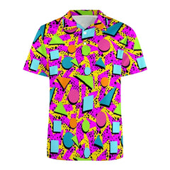 3D Printed Golf Polo Shirts - 80s 90s Streetwear Style