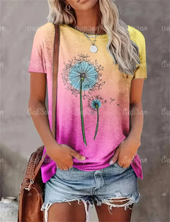 Express Your Heart Collection Print Oversized T-Shirt - Women's Crew Neck Tee