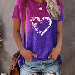 Express Your Heart Collection Print Oversized T-Shirt - Women's Crew Neck Tee
