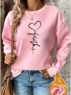 Heart & Cross Pattern Pullover - Cozy Faith Inspired Sweater
