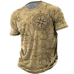 Vintage Compass T-Shirt Men's Summer Casual Streetwear (21 Styles)