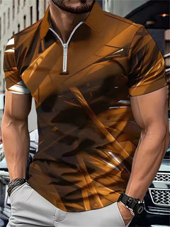 Tie-Dye Gradient Polo Shirt - Men's 3D Printed Short Sleeve Golf Tee