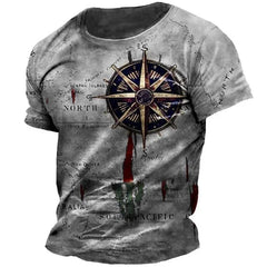Vintage Compass T-Shirt Men's Summer Casual Streetwear (21 Styles)