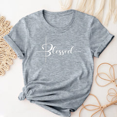 Plus Size Blessed Print T-Shirt - Casual Stretch Top