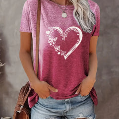 Express Your Heart Collection Print Oversized T-Shirt - Women's Crew Neck Tee