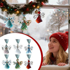 Sea Glass Angel Ornaments - Coastal Christmas Decorations Set of 6 | Beach Holiday Decor