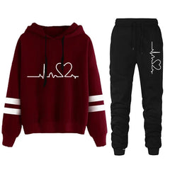 Women's Stripe Hoodie Tracksuit Set | Autumn Winter Sweatshirt Sweatpant Athleisure