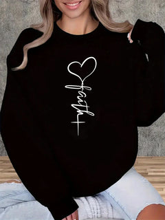 Heart & Cross Pattern Pullover - Cozy Faith Inspired Sweater