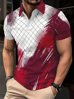 Irregular Line Pattern Polo Shirt - Men's Golf Patterned Polo Shirt