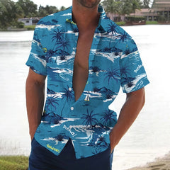 Retro Collection Hawaiian Shirt - Coconut Tree Print Beach Shirt