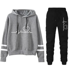 Women's Stripe Hoodie Tracksuit Set | Autumn Winter Sweatshirt Sweatpant Athleisure