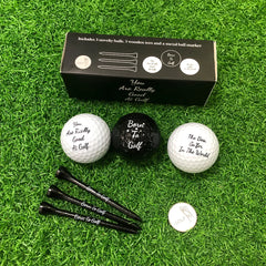 Funny Golf Gift Set for Men - 3 Balls, 3 Tees & Ball Marker