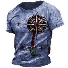 Vintage Compass T-Shirt Men's Summer Casual Streetwear (21 Styles)