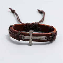 Punk Cross Leather Bracelet - Adjustable Faith Wristband for Men & Women