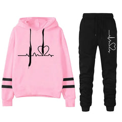 Women's Stripe Hoodie Tracksuit Set | Autumn Winter Sweatshirt Sweatpant Athleisure