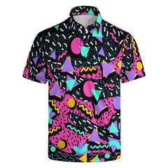 3D Printed Golf Polo Shirts - 80s 90s Streetwear Style