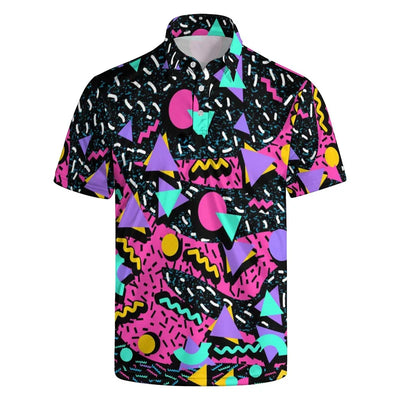 3D Printed Golf Polo Shirts - 80s 90s Streetwear Style