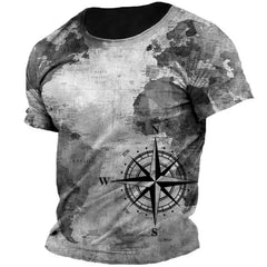 Vintage Compass T-Shirt Men's Summer Casual Streetwear (21 Styles)