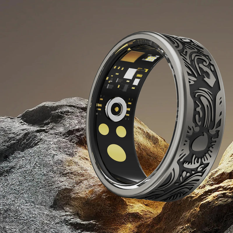 Smart Ring Health Tracker - Vintage Textured Design | Sleep & Heart Rate Monitor