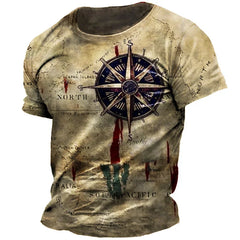 Vintage Compass T-Shirt Men's Summer Casual Streetwear (21 Styles)