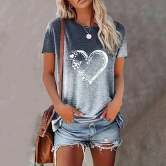 Express Your Heart Collection Print Oversized T-Shirt - Women's Crew Neck Tee