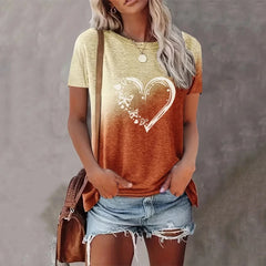 Express Your Heart Collection Print Oversized T-Shirt - Women's Crew Neck Tee