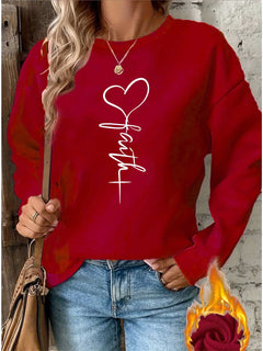 Heart & Cross Pattern Pullover - Cozy Faith Inspired Sweater